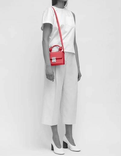 Mary Mini Pebble Leather Box Crossbody Bag-Red