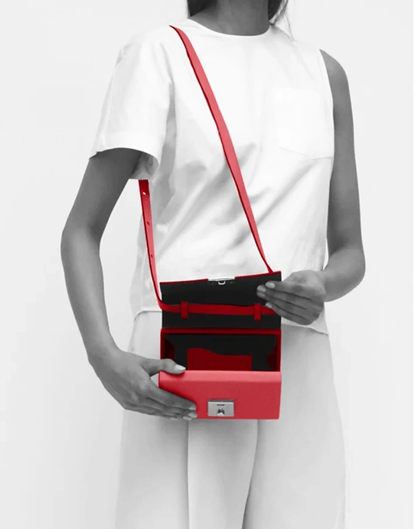 Mary Mini Handcrafted Pebble Leather Handbag-Red