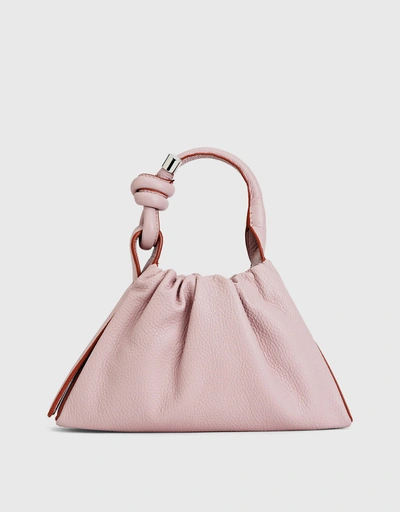 Tina Mini Baguette Pebble Leather Ruched Bag-Chalk Pink Terracotta
