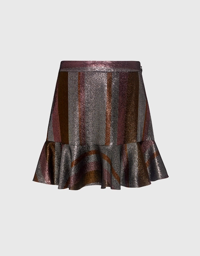 Lurex Flounce Ruffled Mini Skirt