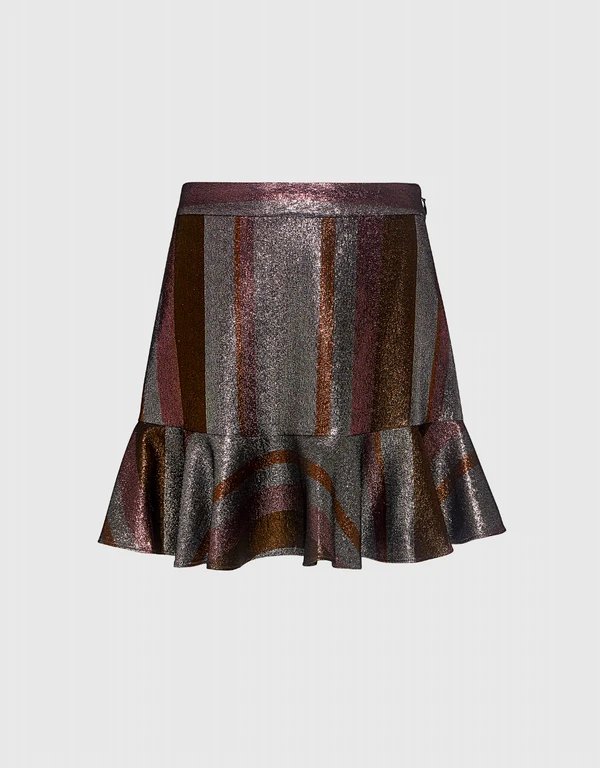 Derek Lam 10 Crosby Lurex Flounce Ruffled Mini Skirt