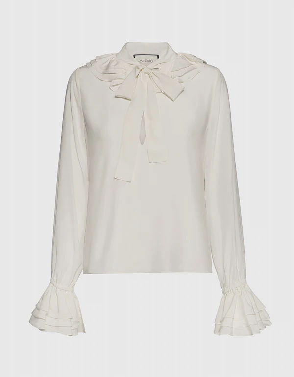 Alexis Gale Neck Tie Ruffled Blouse