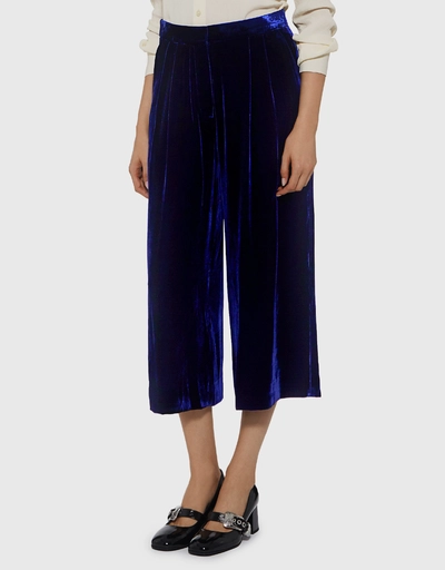Silk Velvet Wide-leg Cropped Pants