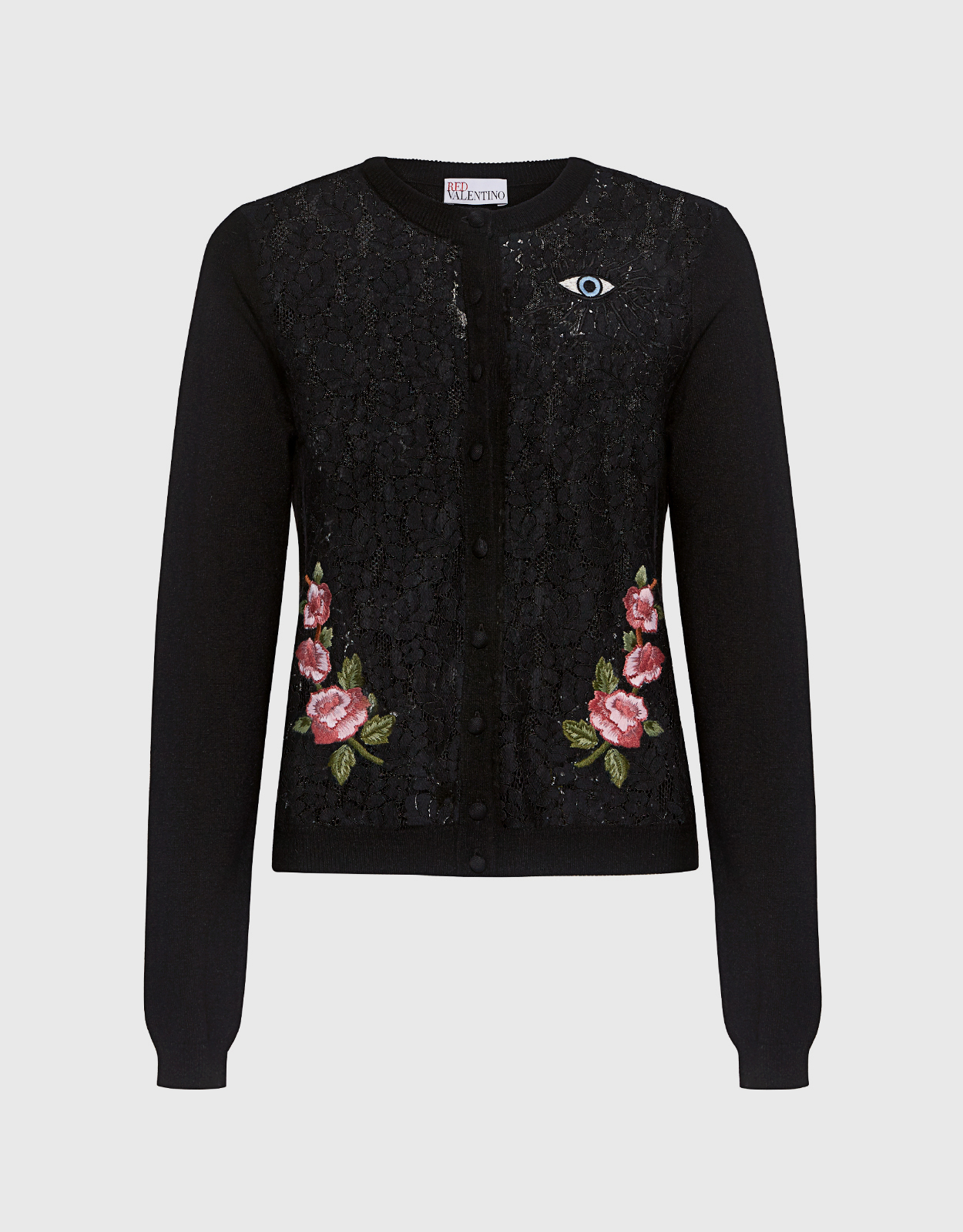 Asien ubemandede Skilt Red Valentino Eye and Floral Embroidered Lace Cardigan (Knitwear,Cardigans)  IFCHIC.COM