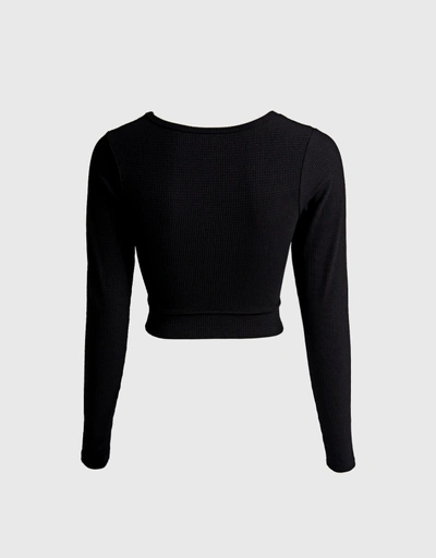 Cropped Cutout Stretch-Jersey Top