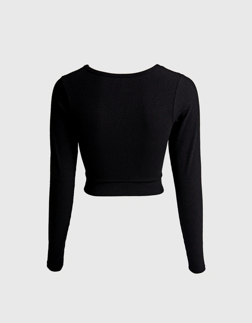 Cropped Cutout Stretch-Jersey Top