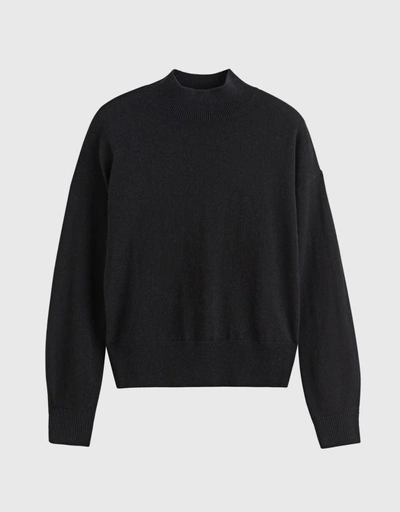 Wool Cashmere Bell Sleeve Sweater - Black