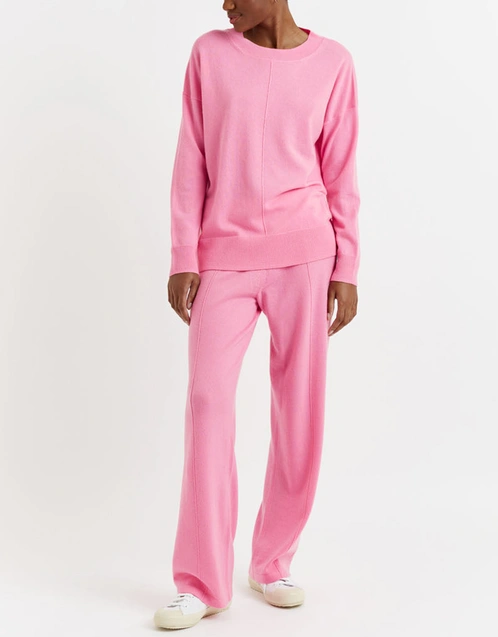羊毛羊絨寬管針織休閒運動褲 - Flamingo Pink