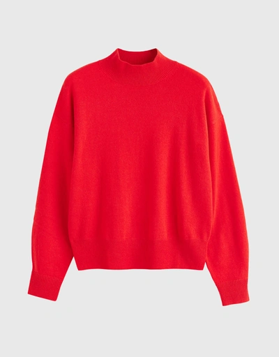 Wool-Cashmere Bell Sleeve Sweater - Bright Red