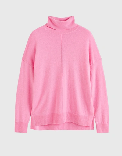 Wool-Cashmere Rollneck Sweater - Flamingo Pink