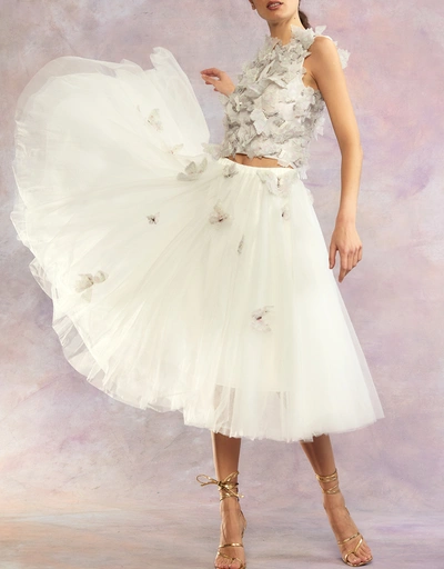 Butterflies Tulle Skirt-White