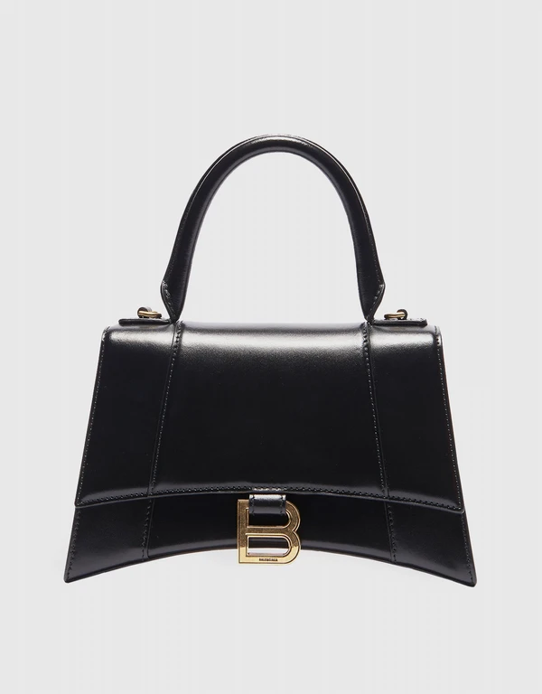 Balenciaga Hourglass Small Shiny Calfskin Leather Top Handle Bag
