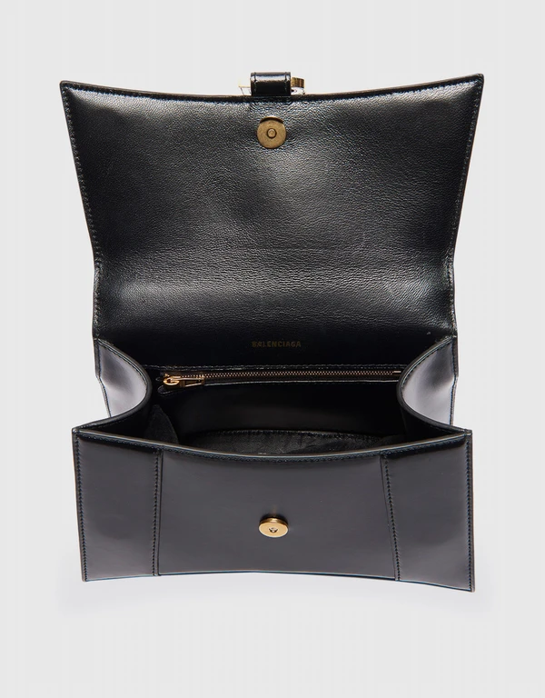 Balenciaga Hourglass Small Shiny Calfskin Leather Top Handle Bag