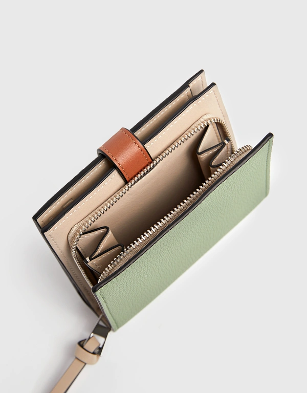 Compact Zip Wallet In Soft Grained Calfskin