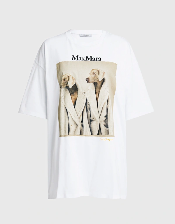 Max Mara Tacco Logo狗印花T恤-White