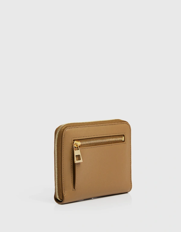 Knot Compact Zip Wallet In Shiny Nappa Calfskin