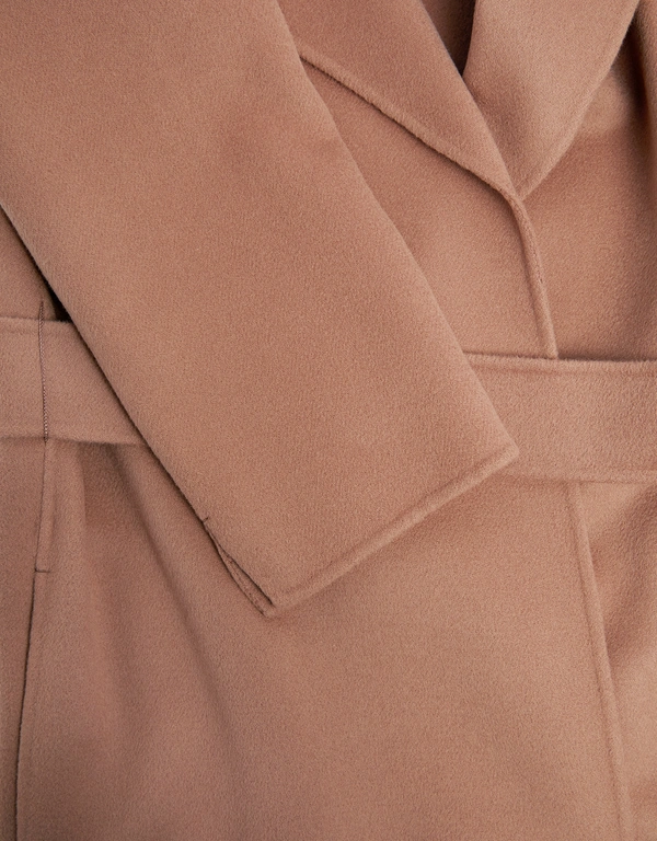 'S Max Mara Poldo Belt Wool Robe Long Coat-Pink