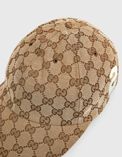 GG棉質帆布棒球帽-Beige ebony