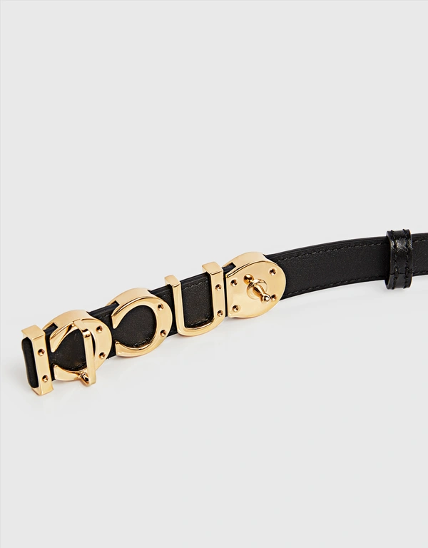 Gucci Gucci Buckle-Detailed Leather Thin Belt