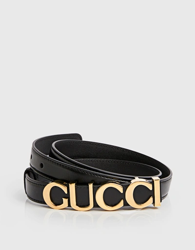 Gucci Buckle-Detailed Leather Thin Belt