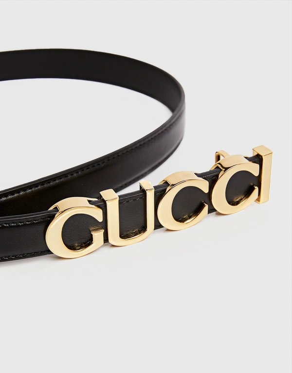 Gucci Gucci扣環皮革細皮帶