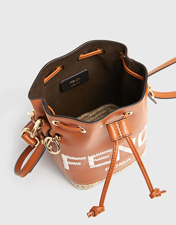 Fendi Mon Tresor Embroidered Logo Leather Bucket Bag
