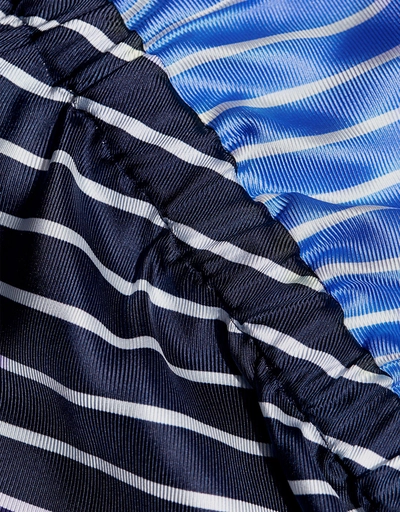 Delphina Stripe Shirred Silk Midi Skirt 