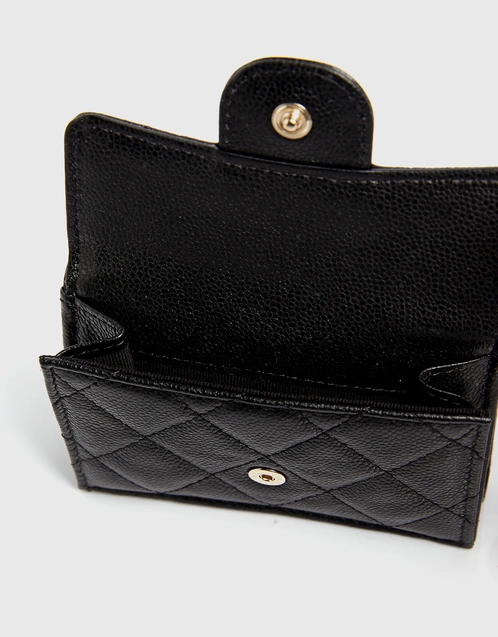 Chanel - Classic Grained Leather Flap Wallet with Golden Hardware