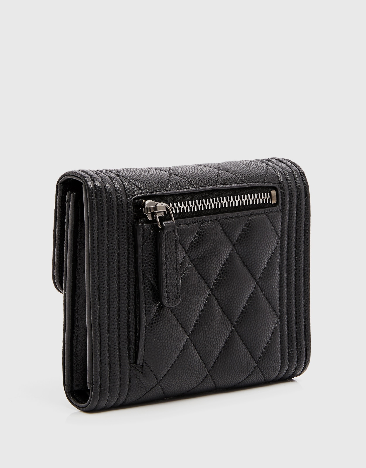 Chanel Chanel Boy Flap Tri-Fold Caviar Wallet (Wallets and Small