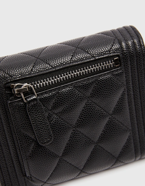 Chanel Boy Flap Tri-Fold Caviar Wallet