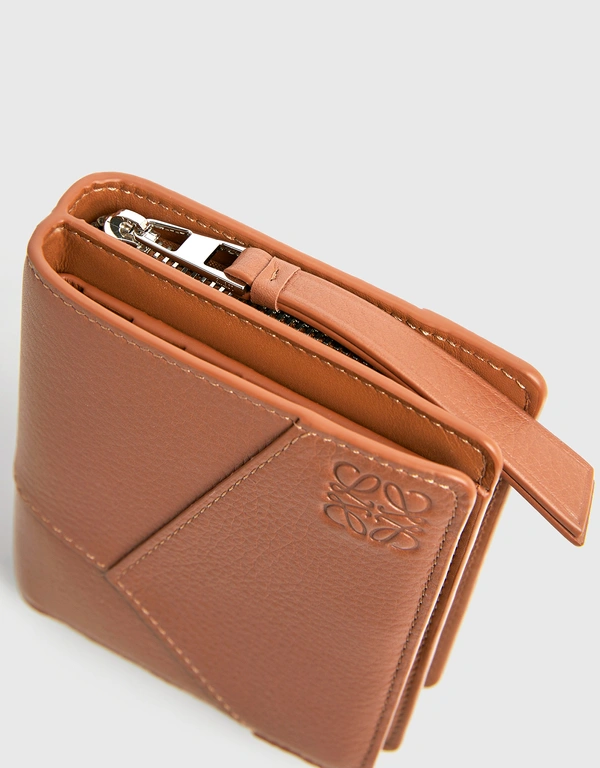 Puzzle Compact Zip Wallet In Classic Calfskin