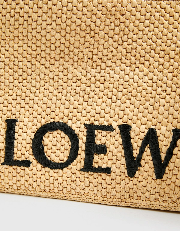 Medium Loewe Font Tote In Raffia
