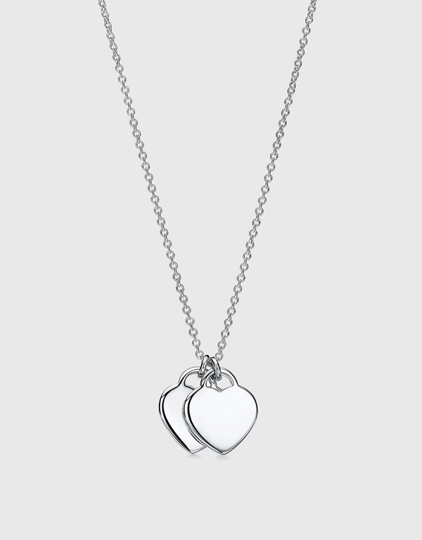 Tiffany & Co. Return to Tiffany Mini Sterling Silver Pink Double Heart Tag Pendant Necklace