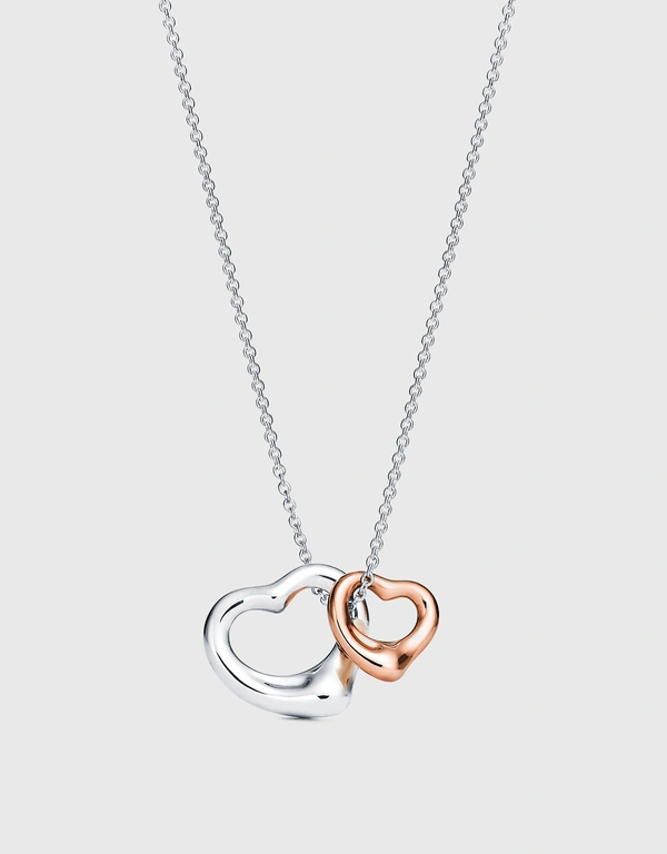 Tiffany & Co. Elsa Peretti 純銀與18K玫瑰金Open Heart吊墜項鍊