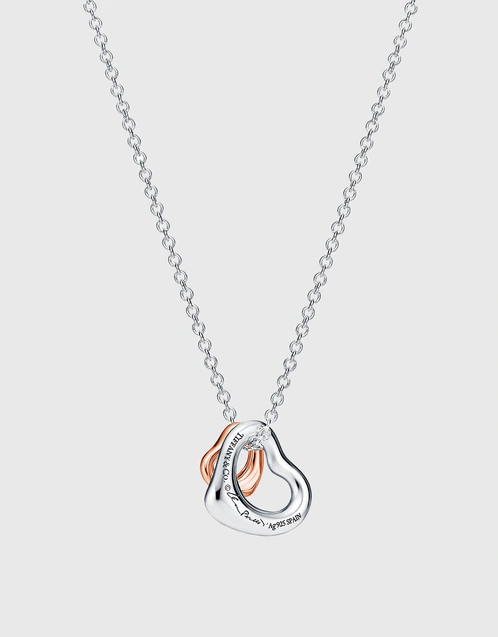 Elsa Peretti Sterling Silver And Rose Gold Open Heart Pendant Necklace