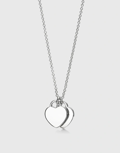 Return to Tiffany Mini Sterling Silver Diamond Heart Tag and Key Tag Pendant Necklace