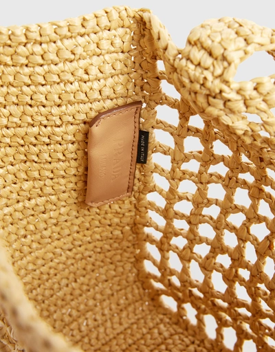Prada 鉤針編織小型拉菲草托特包
