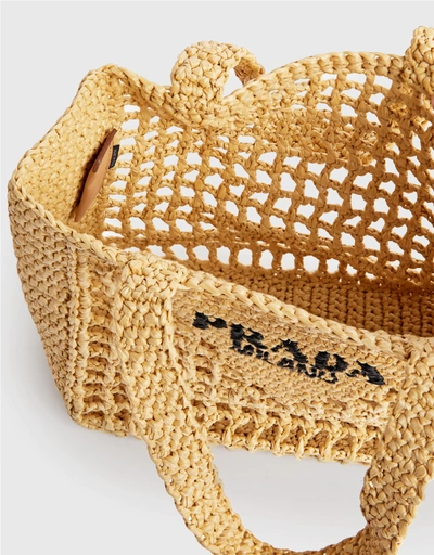 Prada Crochet Small  Raffia Tote Bag