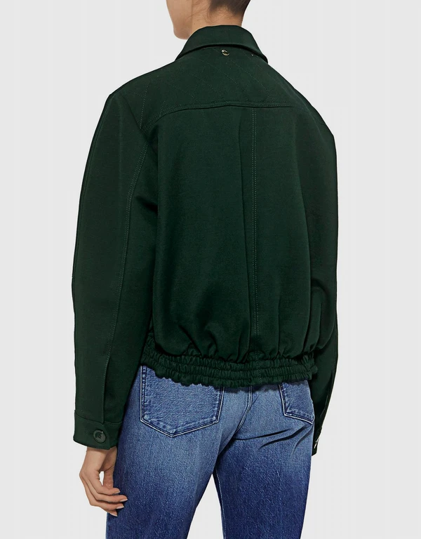 Carven Ruffle Pockets Quilted Crop Jacket