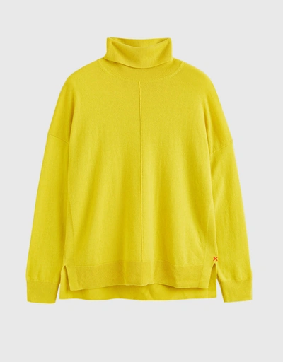 Wool-Cashmere Rollneck Sweater-Yellow