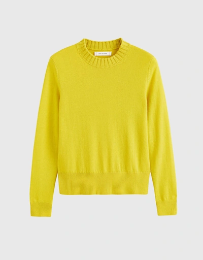 Wool-Cashmere Cropped Sweater - Yellow