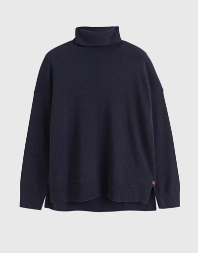 Wool-Cashmere Rollneck Sweater - Navy