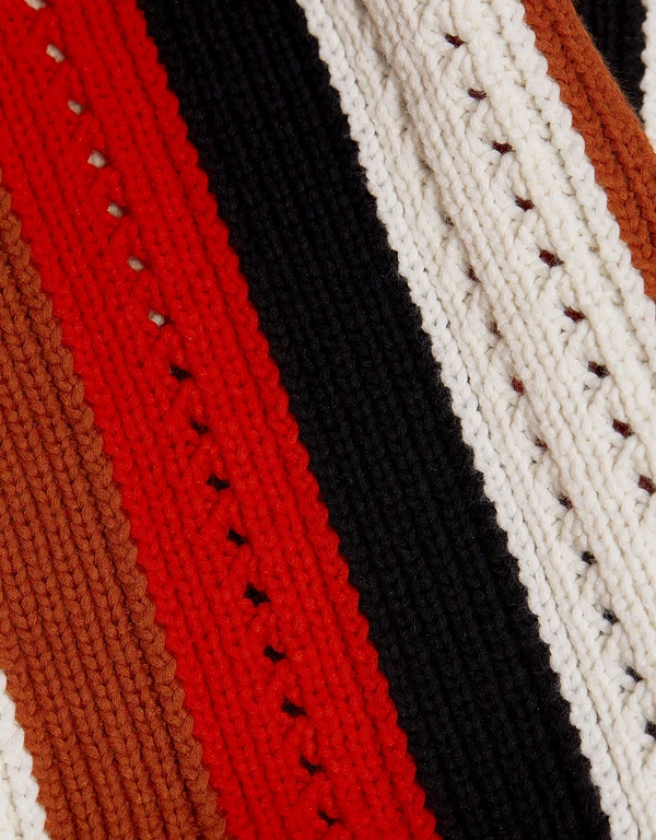 Derek Lam 10 Crosby Pointelle-knit Striped Knit Top
