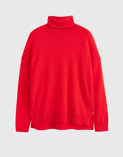 Wool-Cashmere Rollneck Sweater- Bright-Red