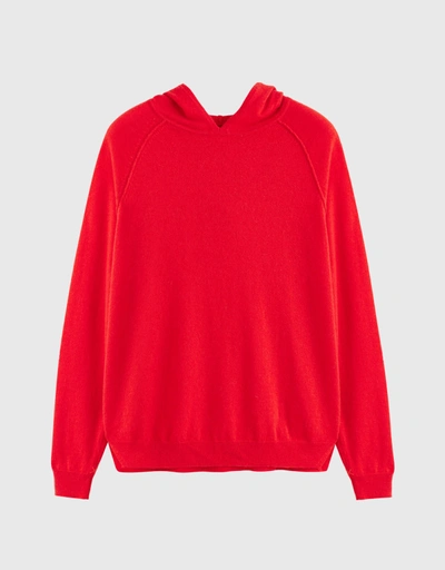 Wool-Cashmere Boxy Hoodie-Bright-Red