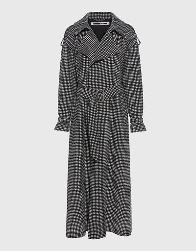 Gingham Belted Trench Coat