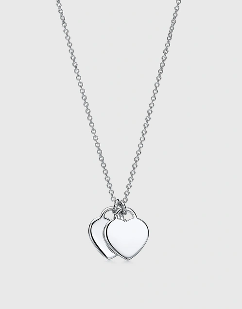 Return To Tiffany Mini Sterling Silver Tiffany Blue Double Heart Tag Pendant Necklace - 18"