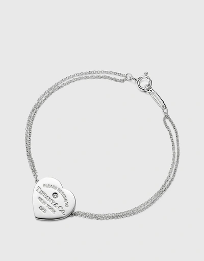 Return To Tiffany Small Sterling Silver Heart Double Chain Bracelet