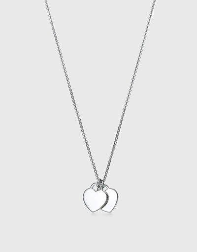 Return To Tiffany Mini Sterling Silver Double Heart Tag Pendant Necklace