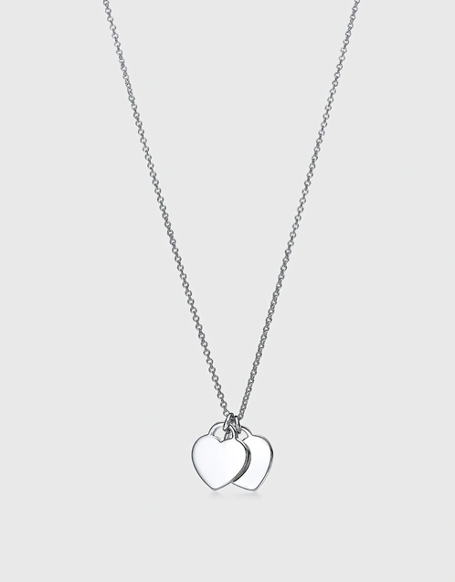 Return To Tiffany Mini Sterling Silver Double Heart Tag Pendant Necklace